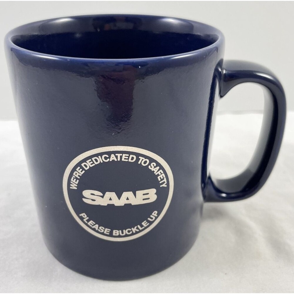 SAAB Blue Ceramic Coffee Mug Cup Kiln Craft Staffordshire England Vintage